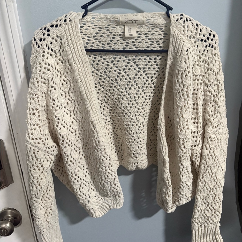 Women's Cream Open-Knit Sweater